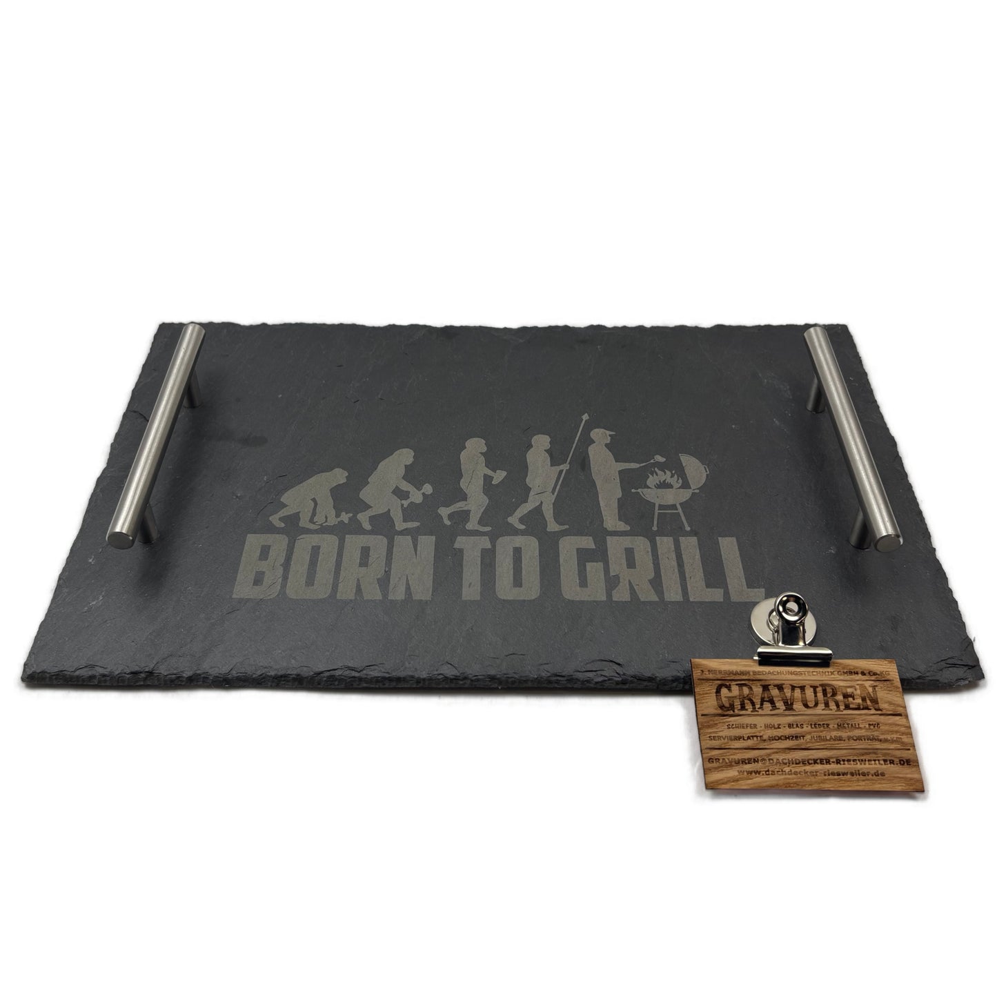 Servierplatte "Born to Grill" 40x25cm