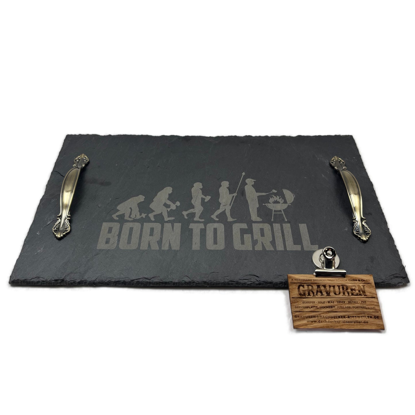 Servierplatte "Born to Grill" 40x25cm
